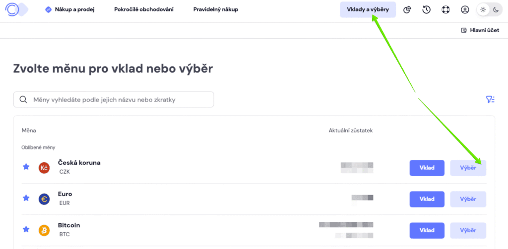 Výběr z Coinmate